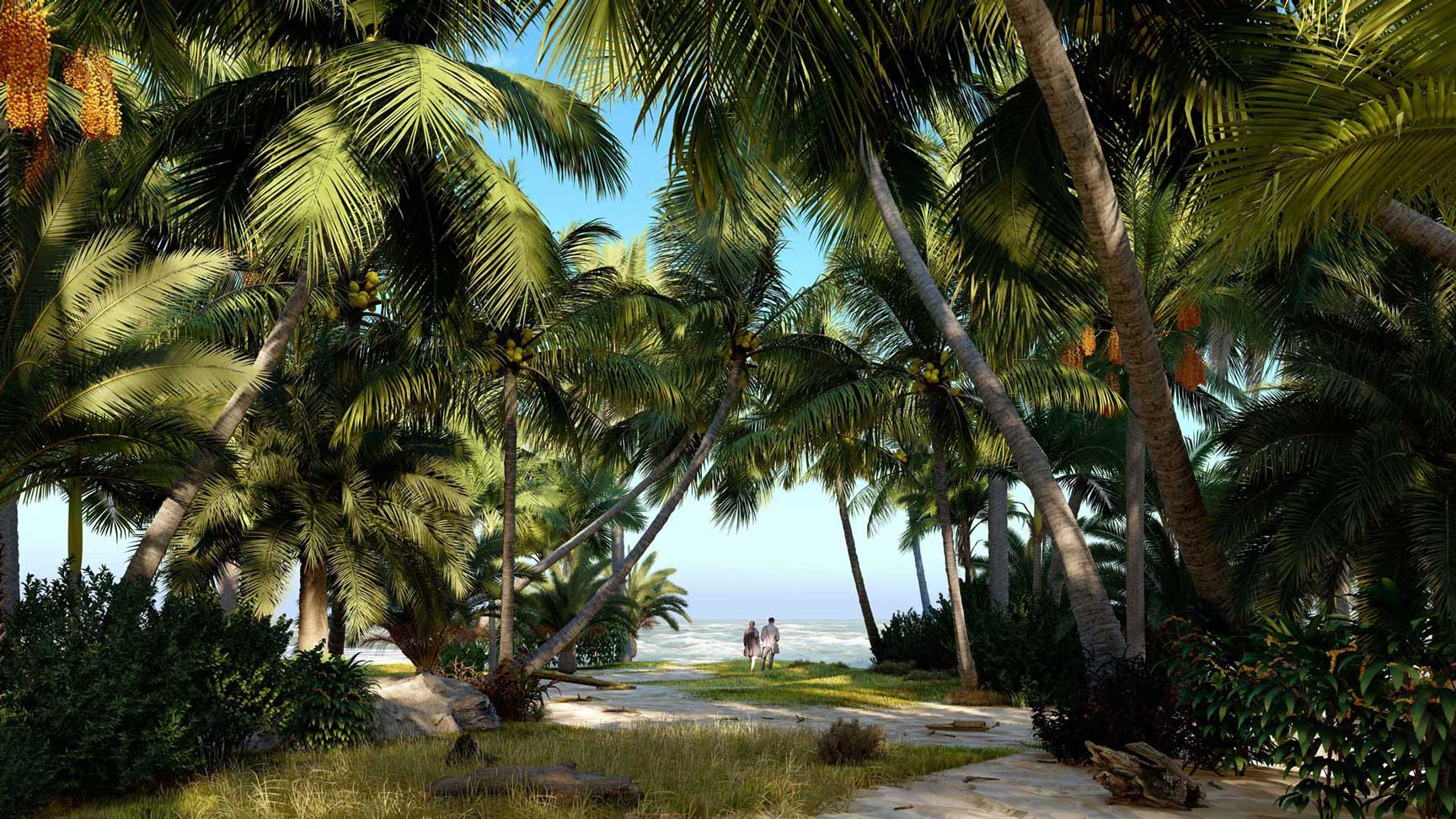 palma pláž render